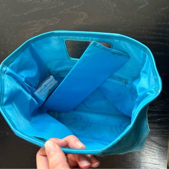 Blue Suede Handbag- clutch- leather- boho- color pop - western - Picture 2 of 11